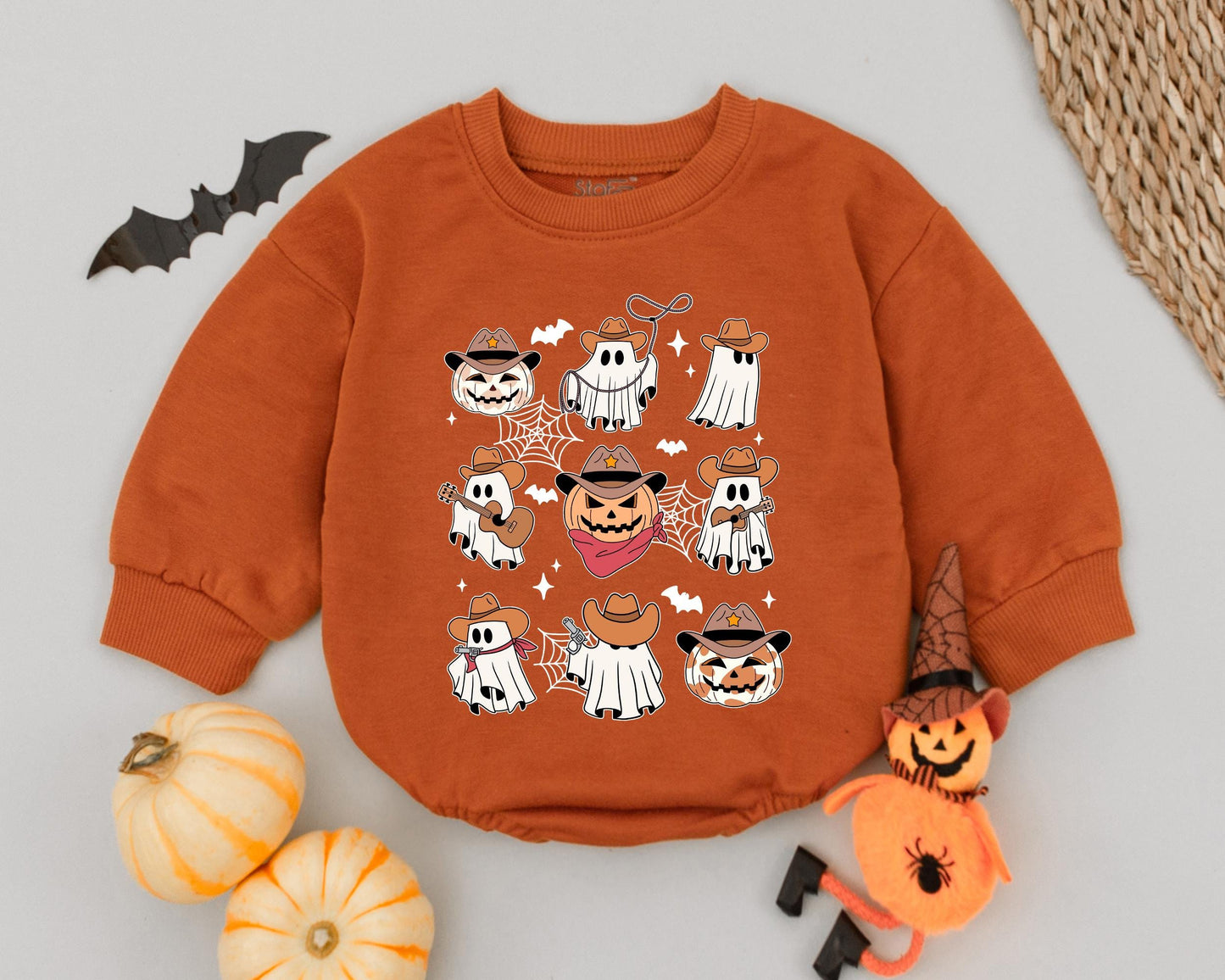 Retro Western Halloween Bodysuit & Toddler Sweatshirt Fall Outfit