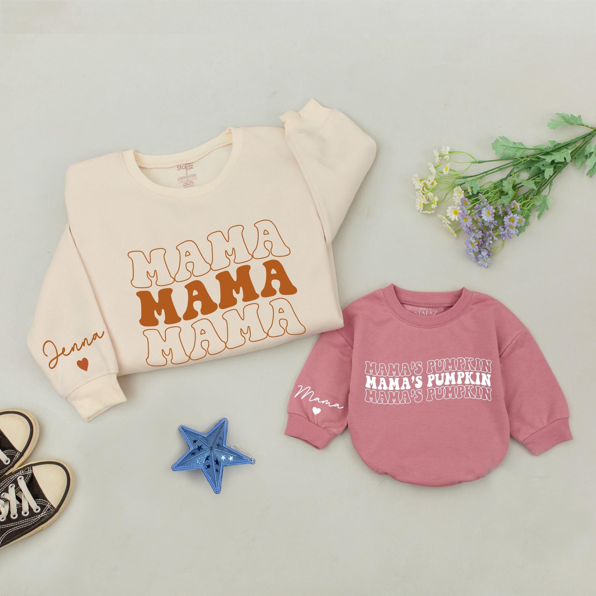 Mama and Mini Pumpkin Sweatshirt Set: Retro Fall Gift for Families