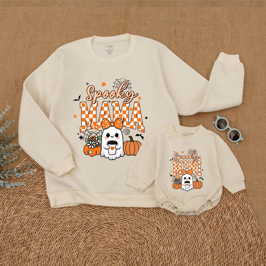 Mama & Mini Spooky Matching Sweatshirts for Halloween Fun