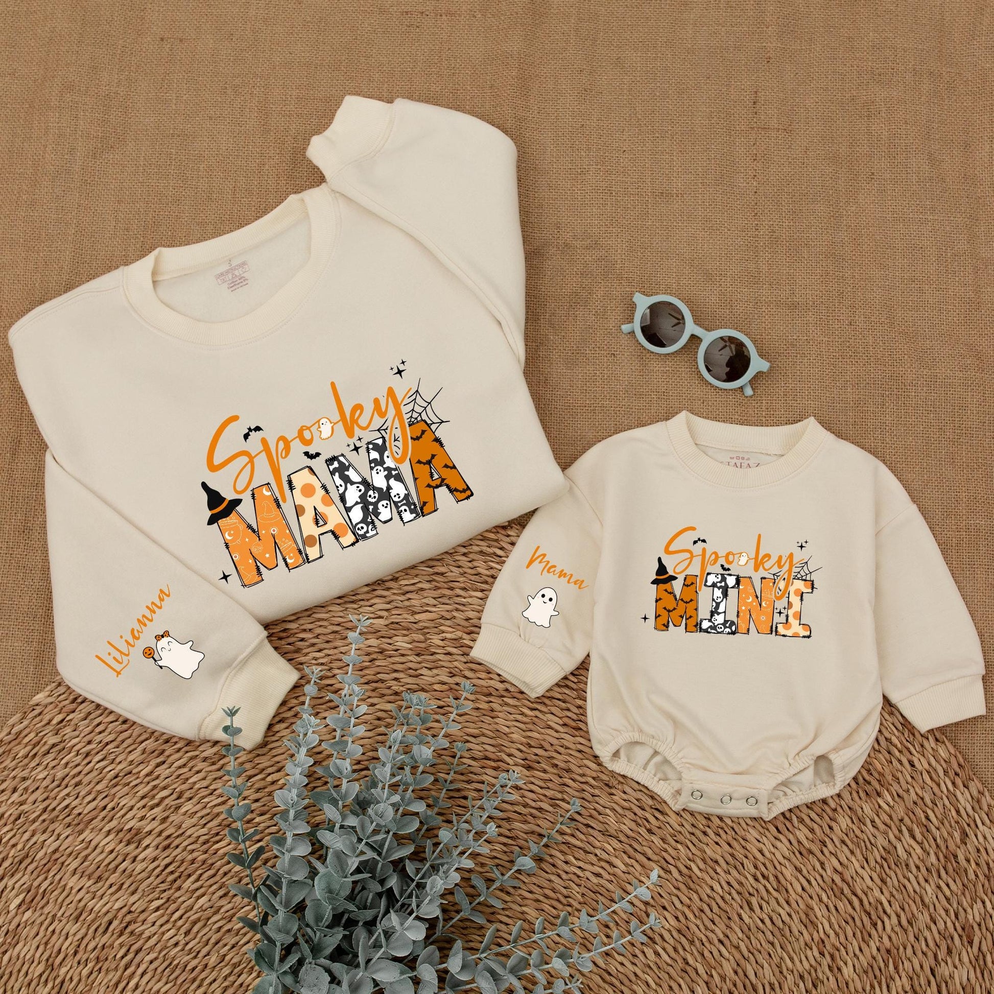 Halloween Ghost Mama and Mini Sweatshirt, Matching Spooky Outfits