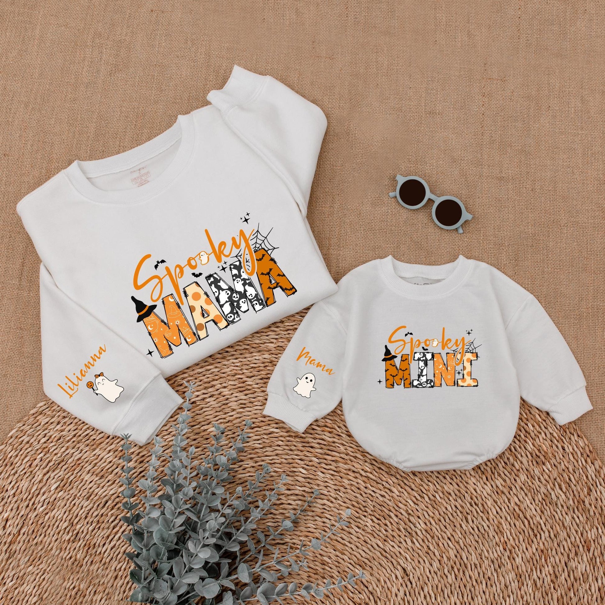 Halloween Ghost Mama and Mini Sweatshirt, Matching Spooky Outfits