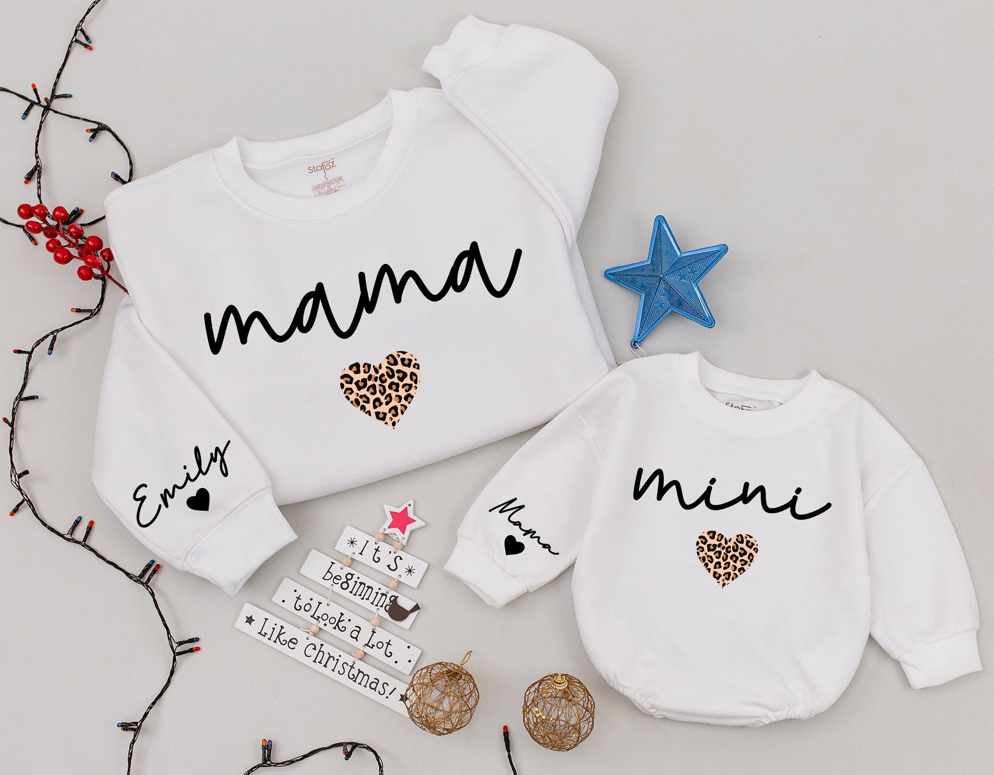 Matching Family Christmas Outfit: Mama, Dada, Mini Sweatshirts & Romper