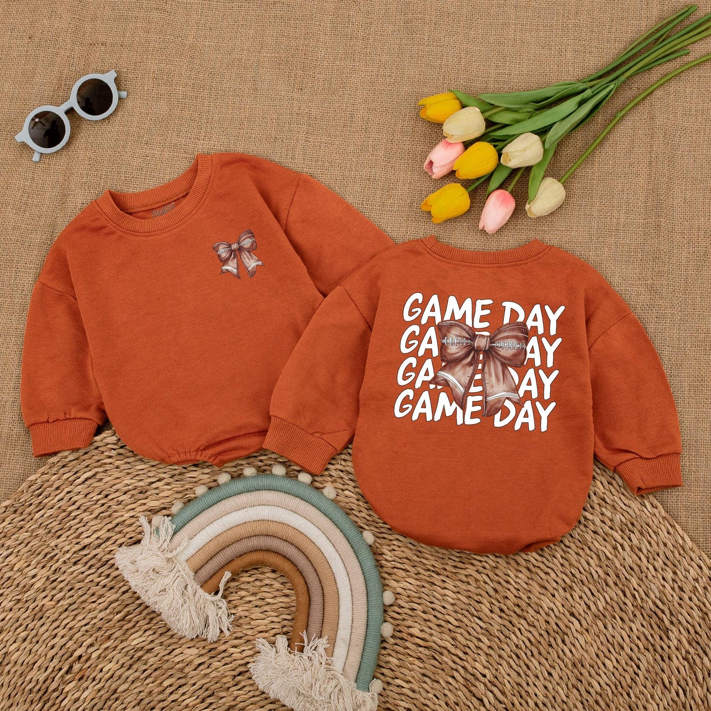 Baby Football Bow Romper: Game Day Outfit & Shower Gift Idea