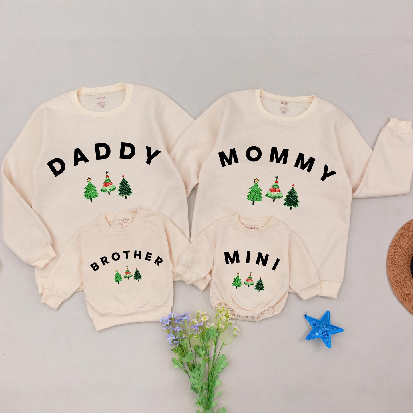 Custom Family Name Christmas Sweatshirts, Mommy & Me Matching Outfits