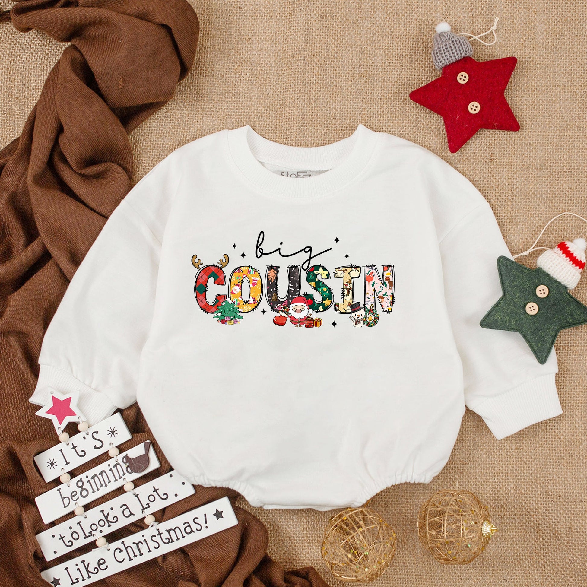 Matching Cousin Baby Romper & Christmas Toddler Retro Outfit