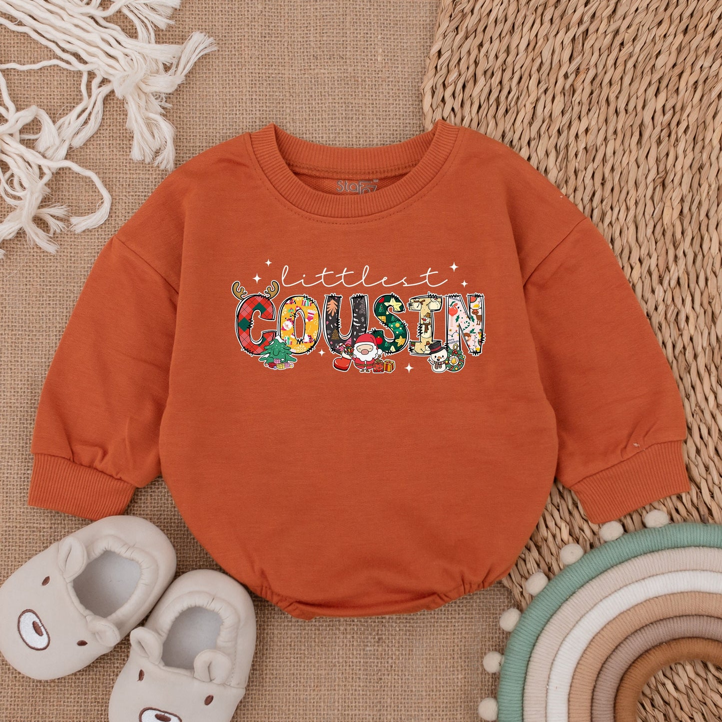 Matching Cousin Baby Romper & Christmas Toddler Retro Outfit