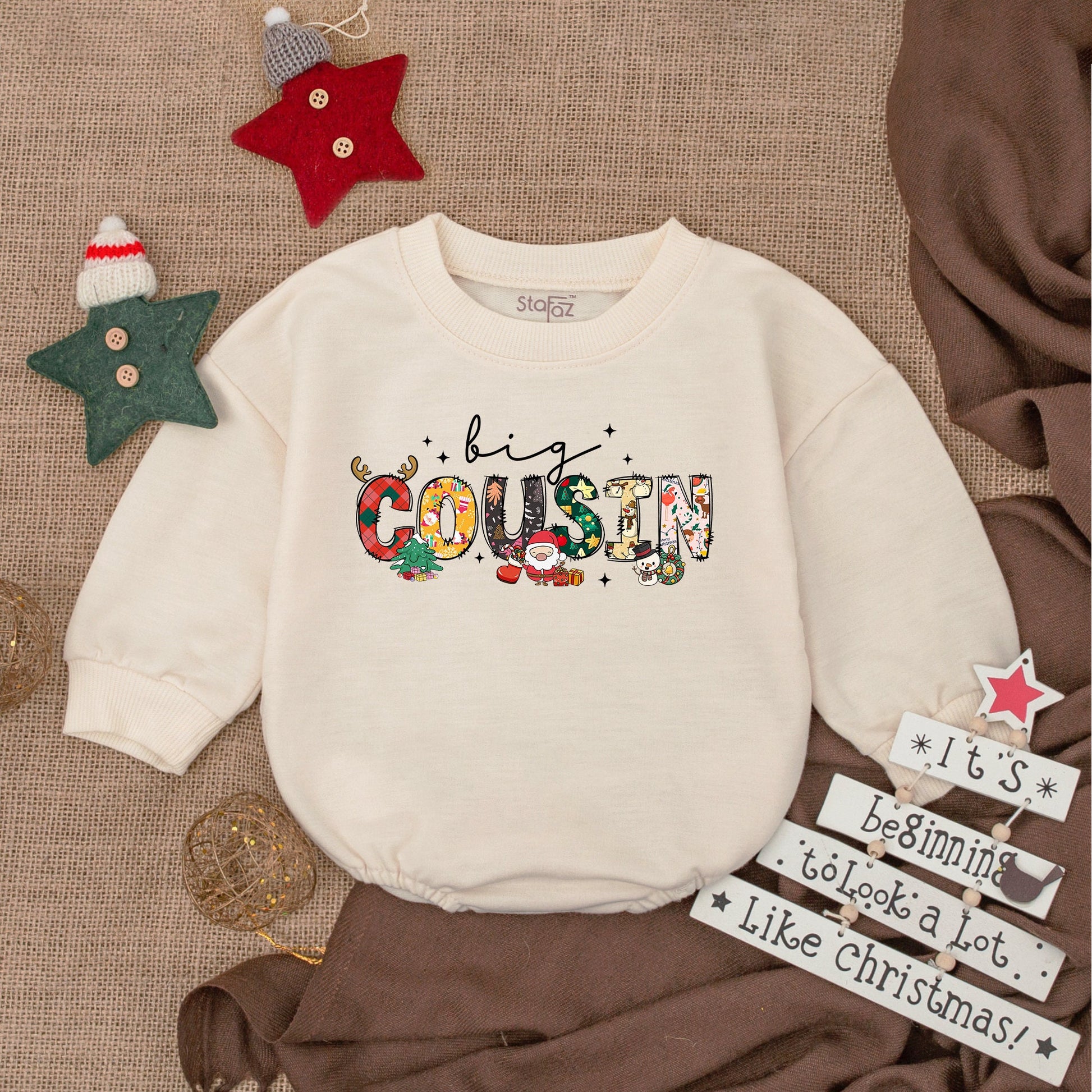 Matching Cousin Baby Romper & Christmas Toddler Retro Outfit