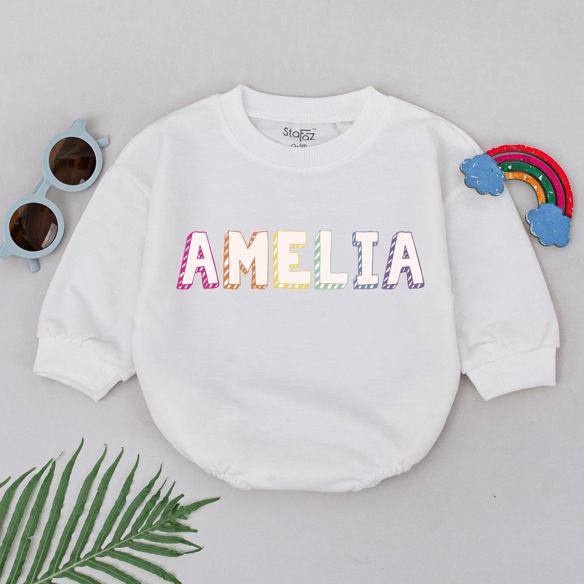 Custom Baby Name Romper - Long Sleeve Bodysuit for Girls & Boys