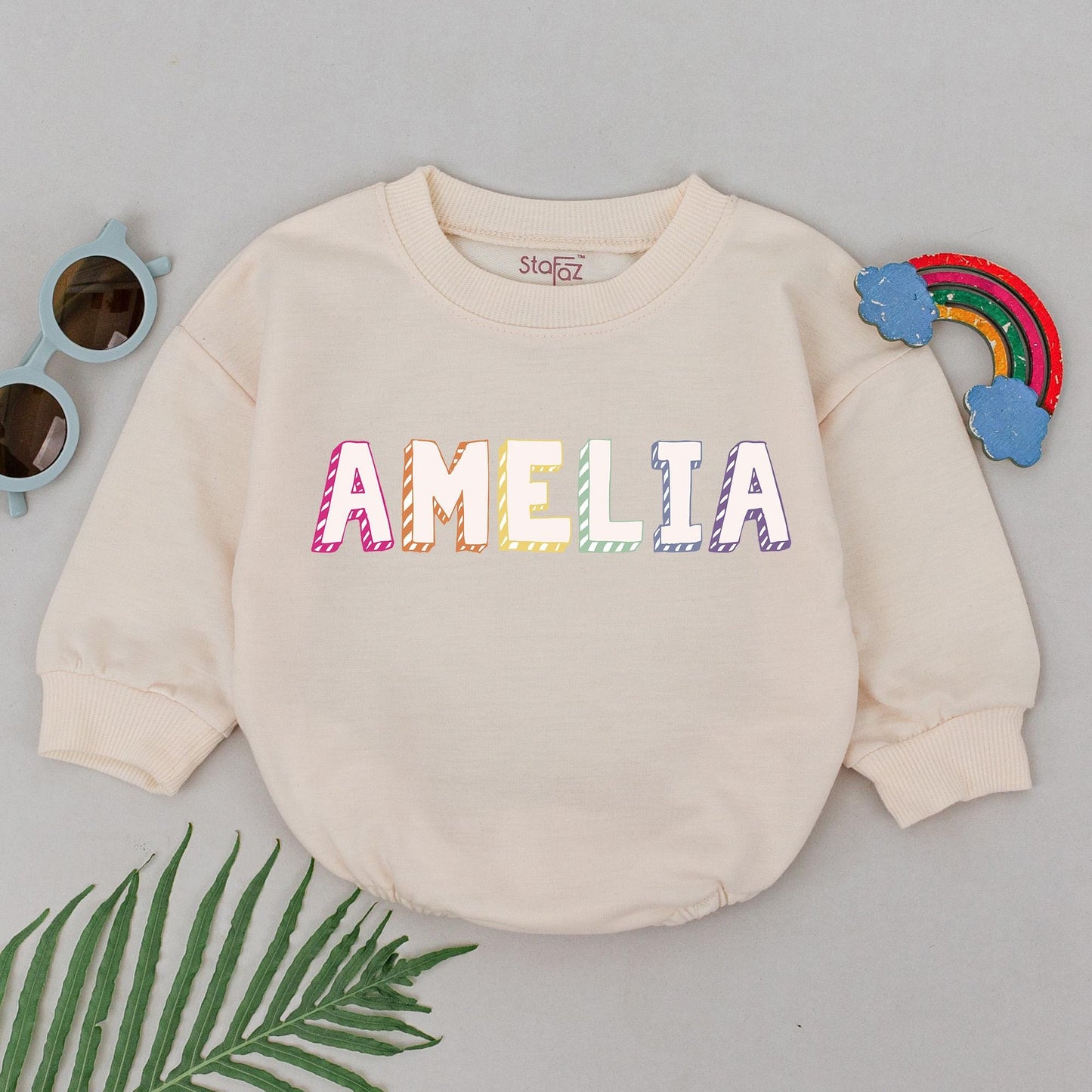 Custom Baby Name Romper - Long Sleeve Bodysuit for Girls & Boys