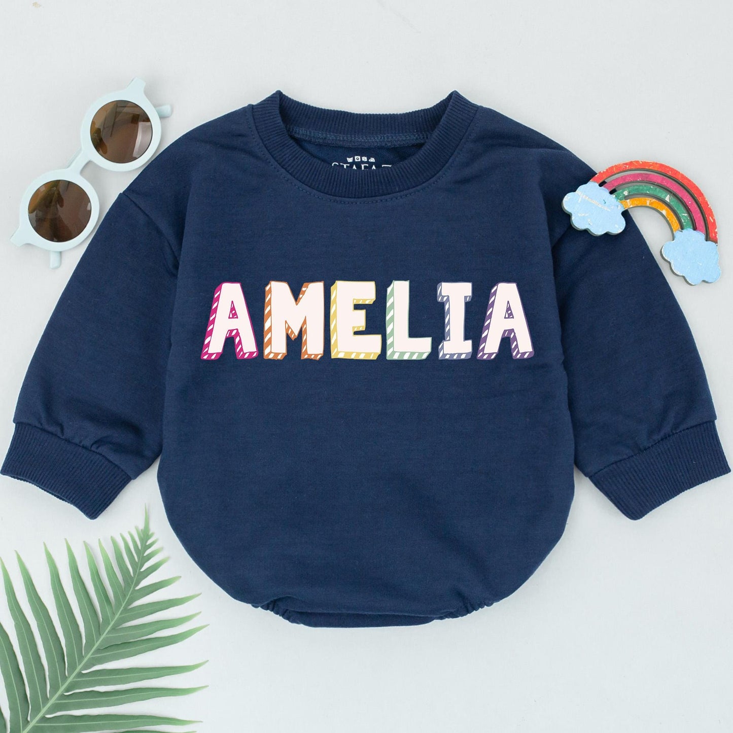 Custom Baby Name Romper - Long Sleeve Bodysuit for Girls & Boys