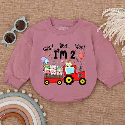 Farm Animal 2nd Birthday Romper - Personalized Cow Theme Outfit