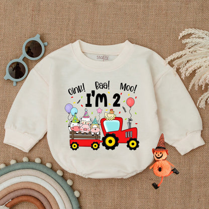 Farm Animal 2nd Birthday Romper - Personalized Cow Theme Outfit