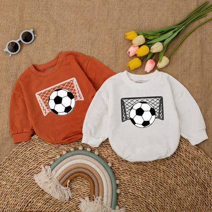 Personalized Soccer Baby Romper Name and Number Game Day Baby Bodysuit with Sporty Net Ball Design for a Unique Baby Shower Gift