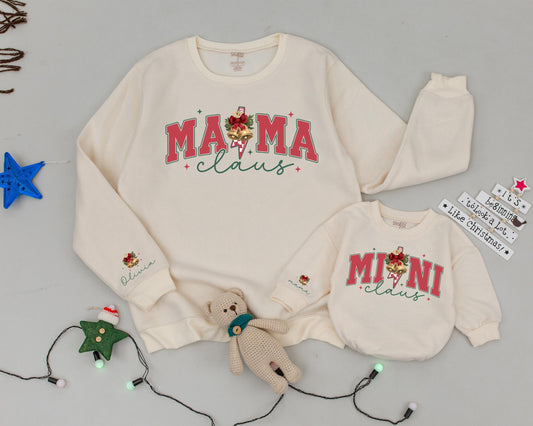 Matching Mommy & Me Christmas Sweatshirts, Retro Personalized Gift