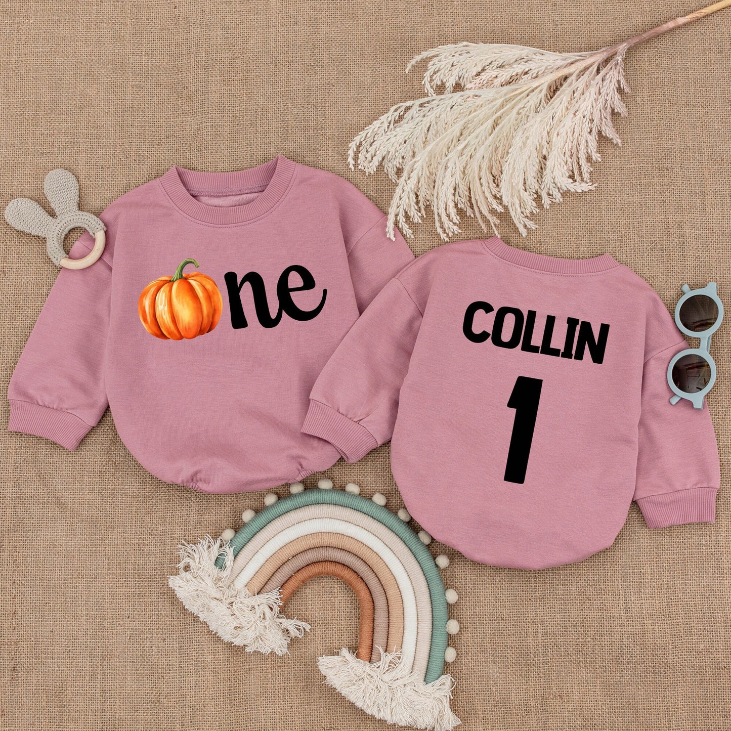 Thanksgiving Pumpkin Romper: Personalized Fall Baby Long Sleeve Outfit