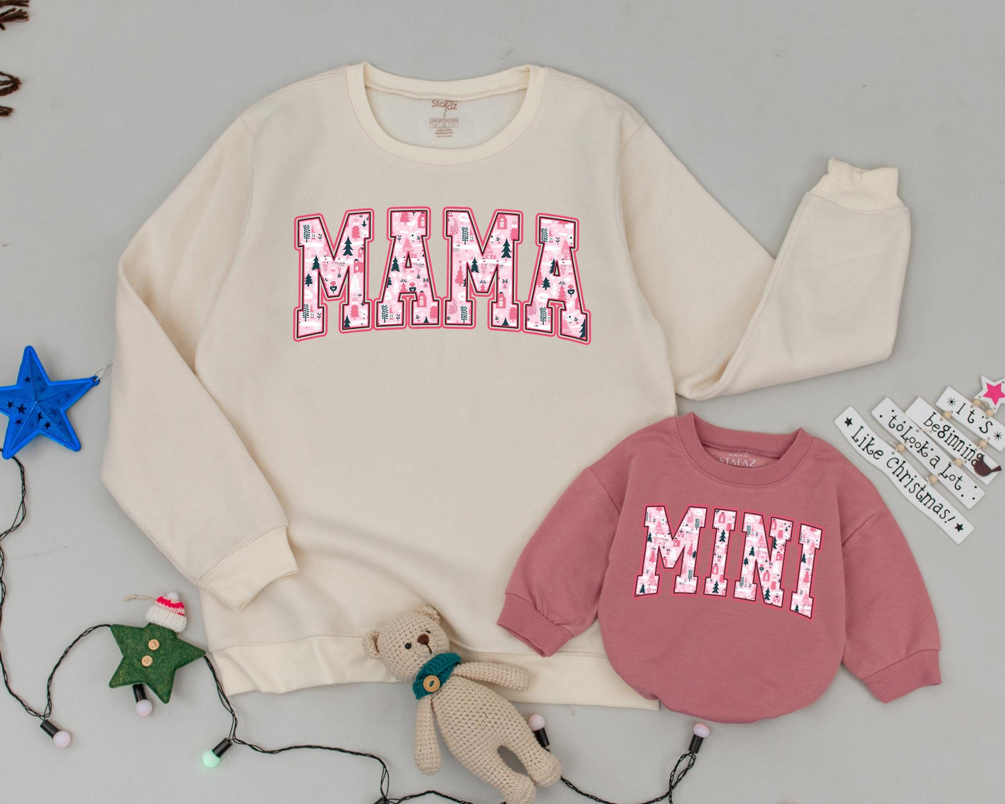 Matching Christmas Sweatshirts: Mama & Mini Personalized Holiday Set