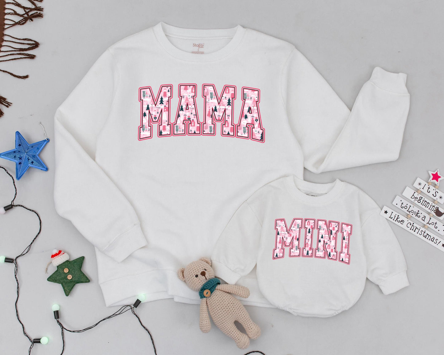 Matching Christmas Sweatshirts: Mama & Mini Personalized Holiday Set