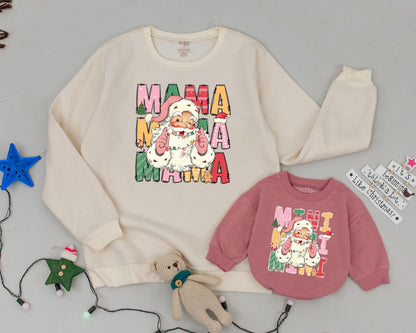 Vintage Santa Sweatshirt, Matching Mommy & Me Christmas Outfit Gift