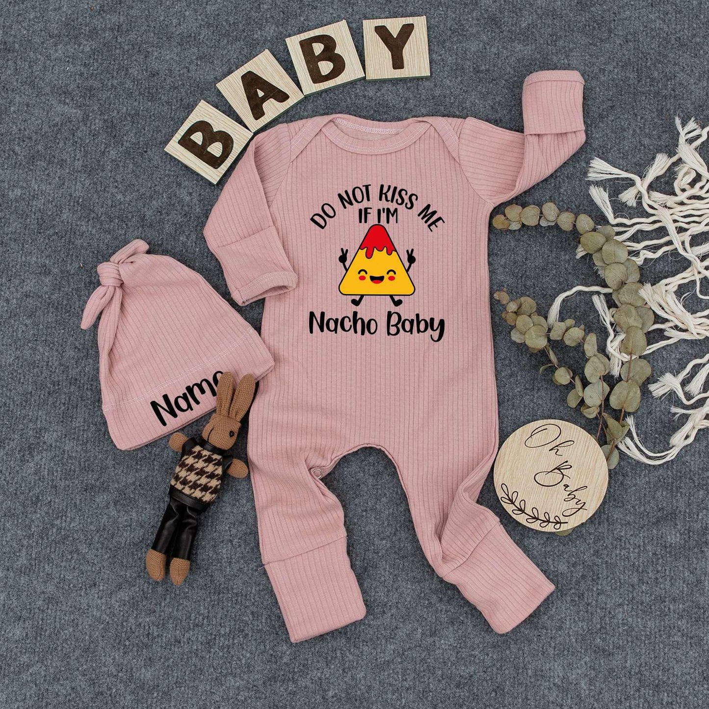 Nacho Baby Bodysuit Hat Pregnancy Announcement Gender Neutral Baby Shower Gift Cute Newborn Outfit Natural Coming Soon Clothes