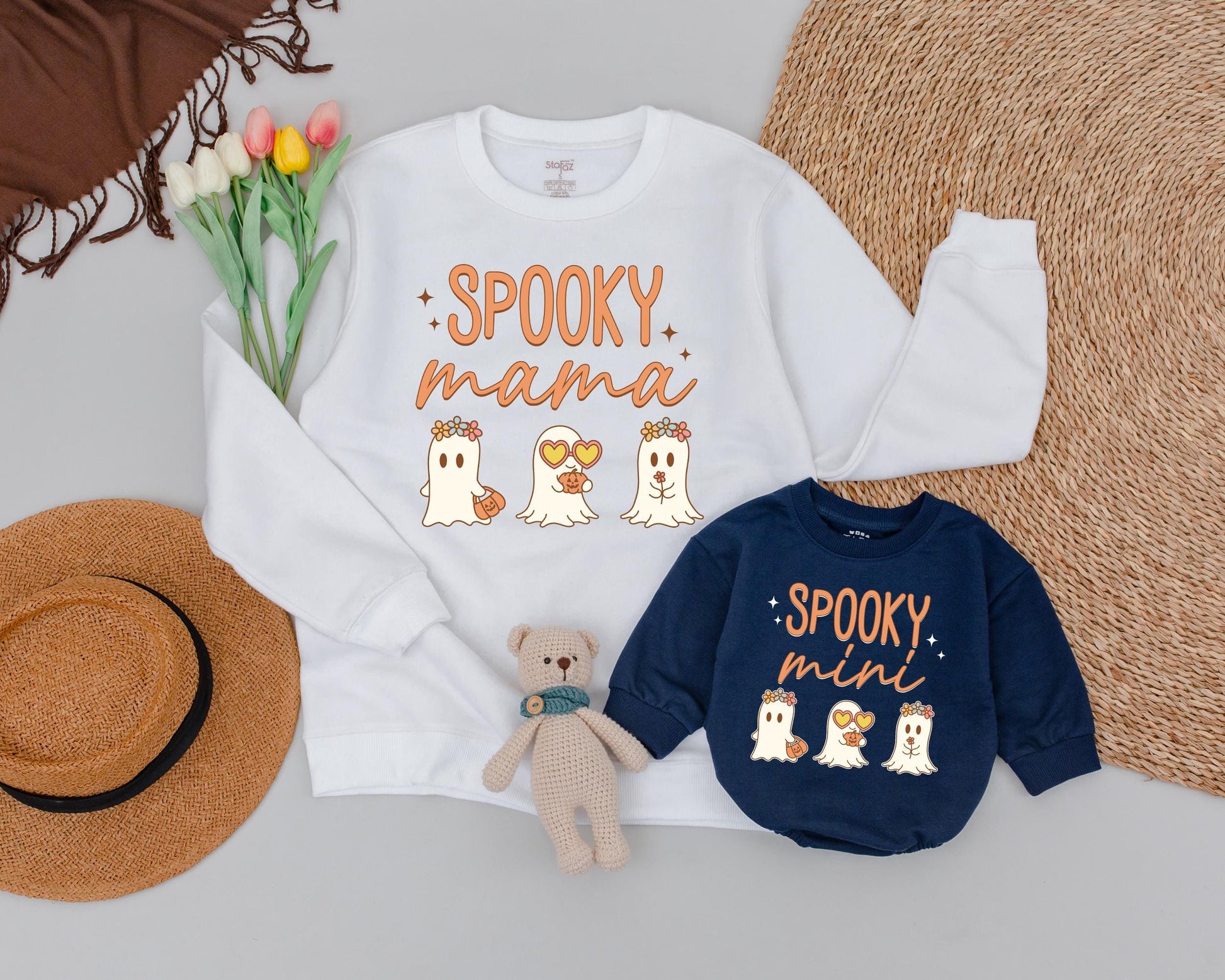 Retro Halloween Mommy & Me Outfits: Spooky Mama & Mini Sweatshirts