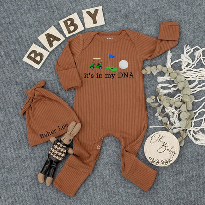 Golf Baby Bodysuit & Hat Set, Gender Neutral Newborn Shower Gift
