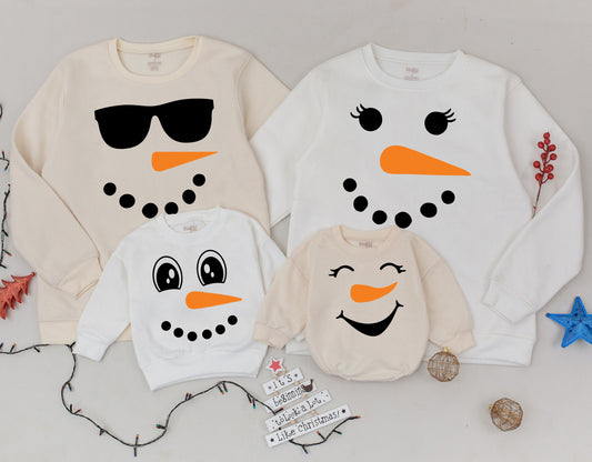 Personalized Family Christmas Sweatshirt 2024: Snowman & Reindeer