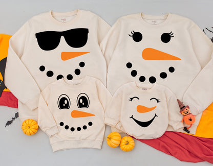 Personalized Family Christmas Sweatshirt 2024: Snowman & Reindeer