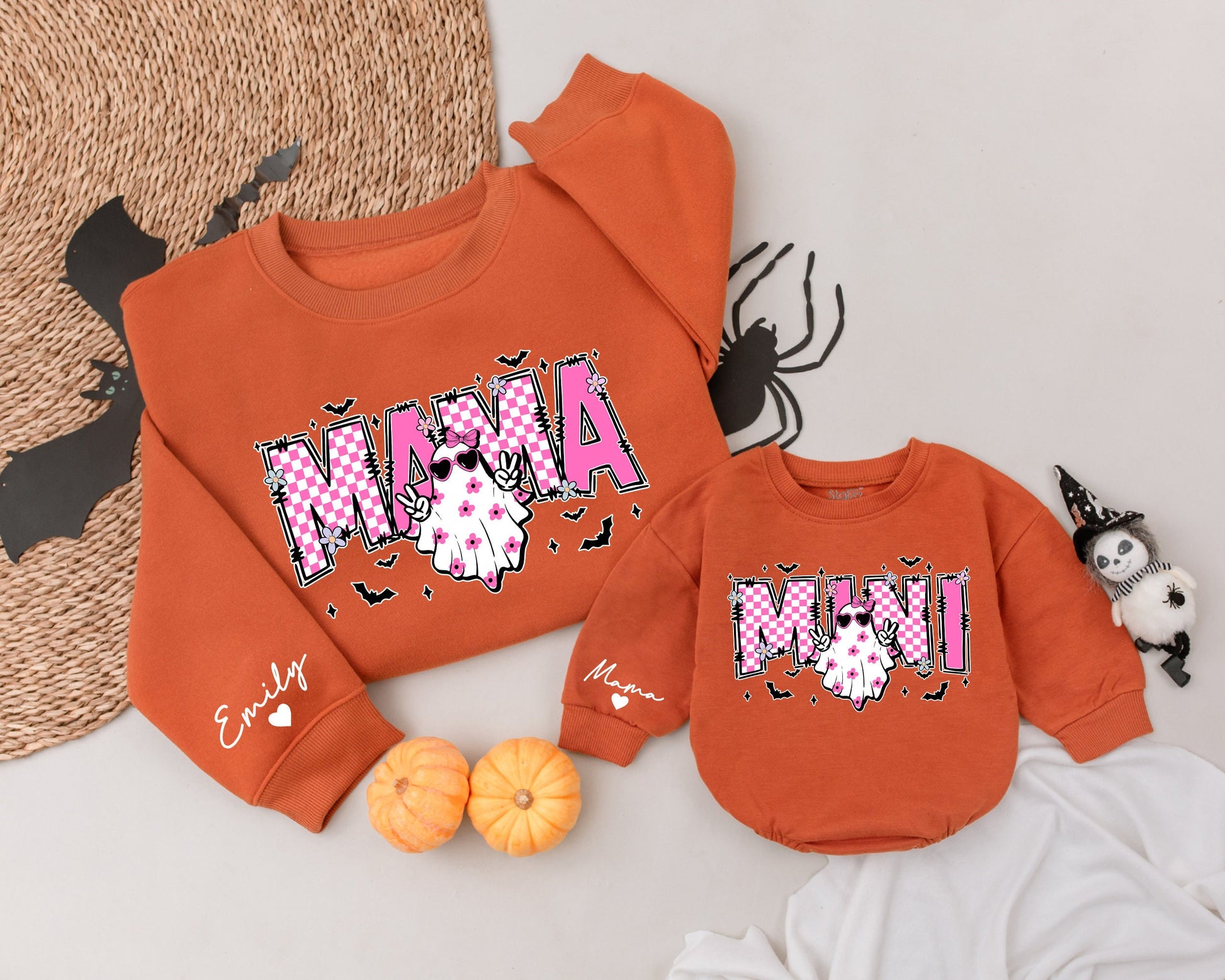 Matching Halloween Sweatshirts: Mommy & Me, Baby Romper Gift Set