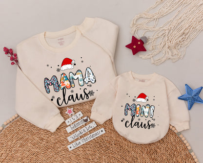 Mama Claus & Mini Claus Matching Sweater Set - Christmas Family Outfit