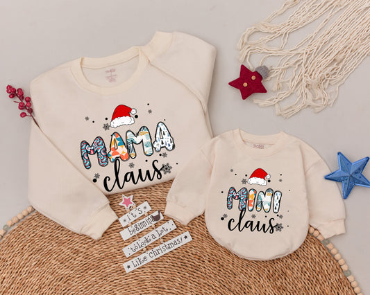 Mama Claus & Mini Claus Matching Sweater Set - Christmas Family Outfit