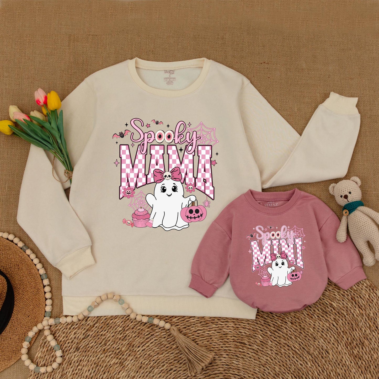 Matching Halloween Mommy & Me Sweaters: Cute Ghost Family Outfit  