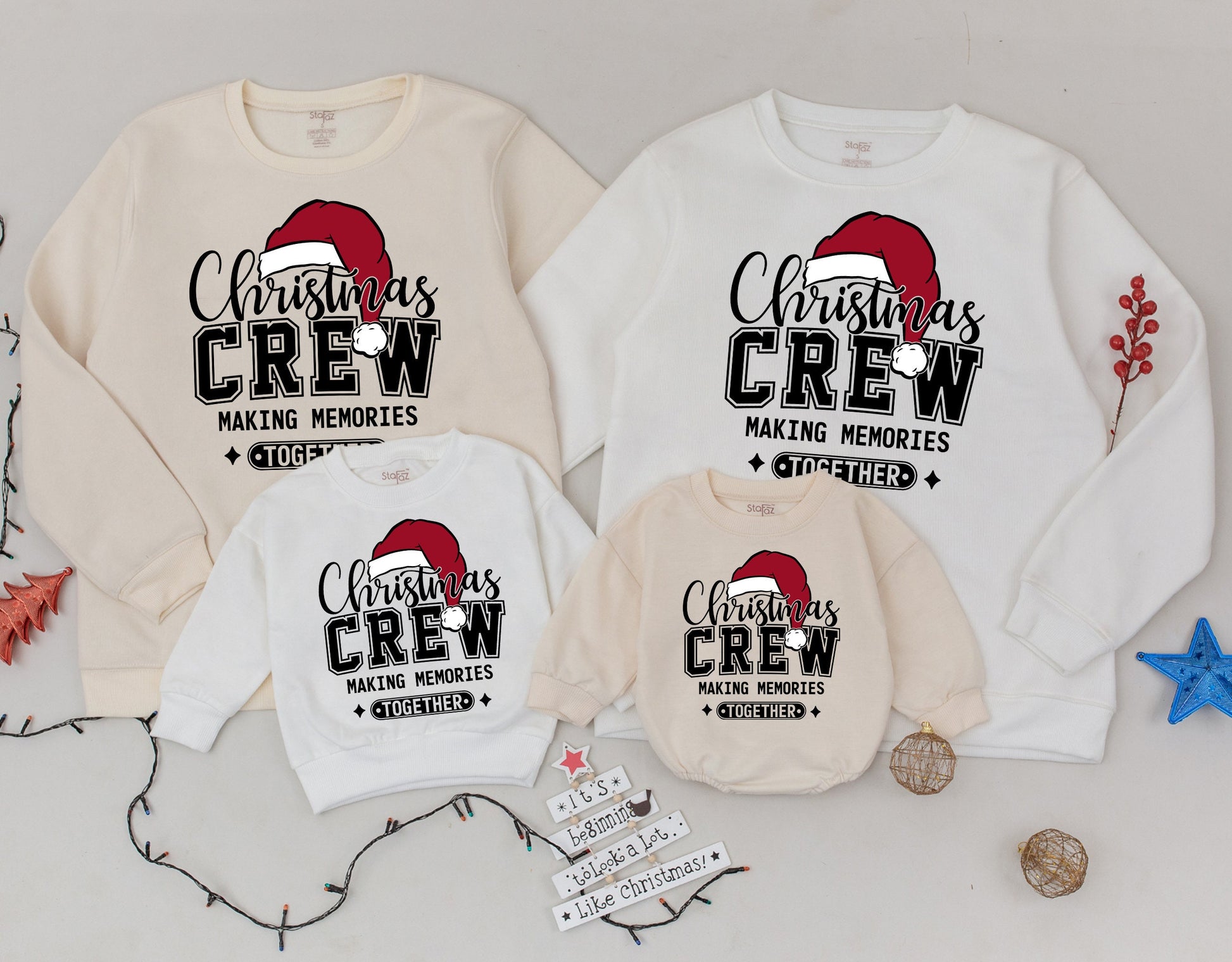 Matching Family Christmas Crew Sweatshirts – Retro Style Outfits