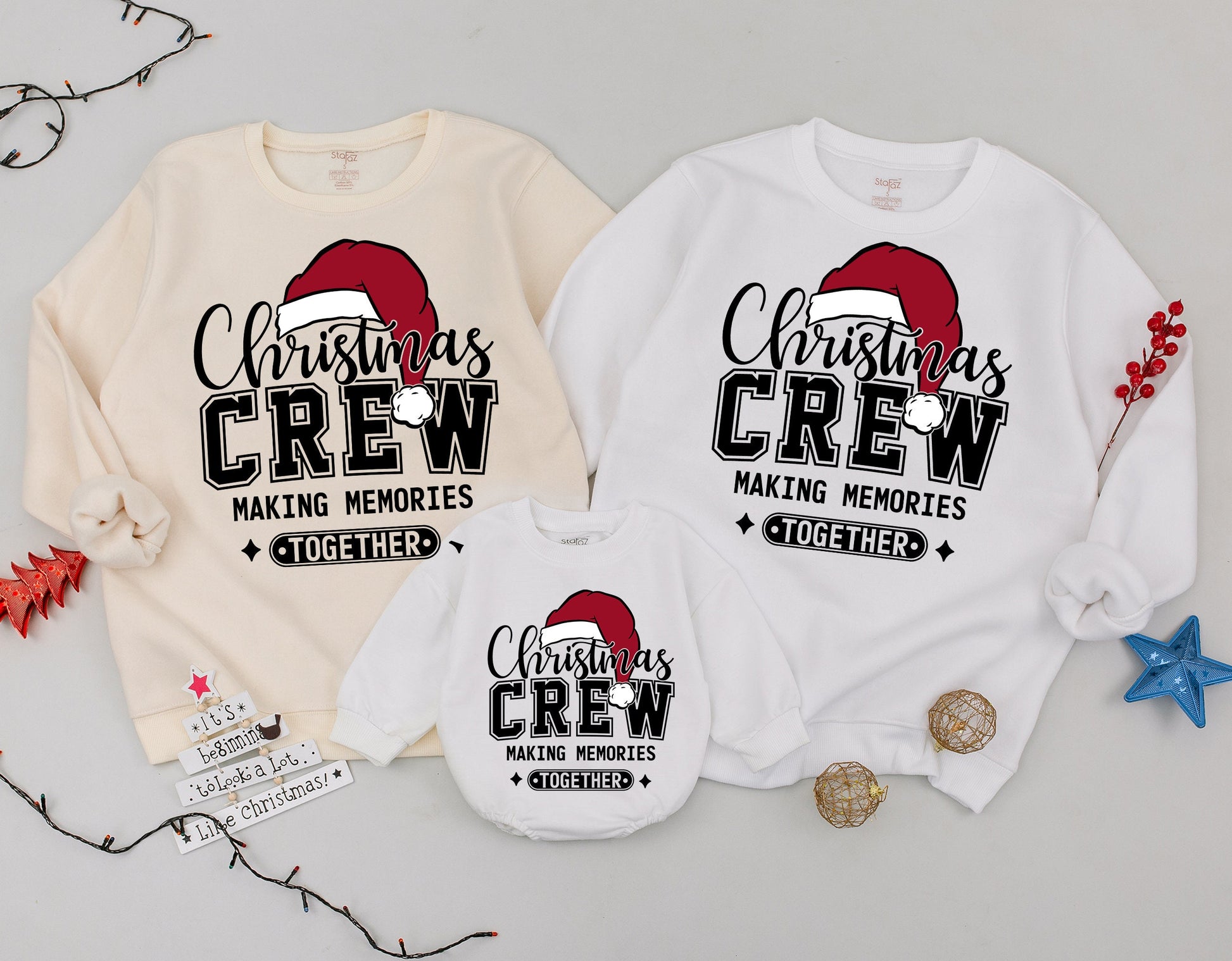 Matching Family Christmas Crew Sweatshirts – Retro Style Outfits