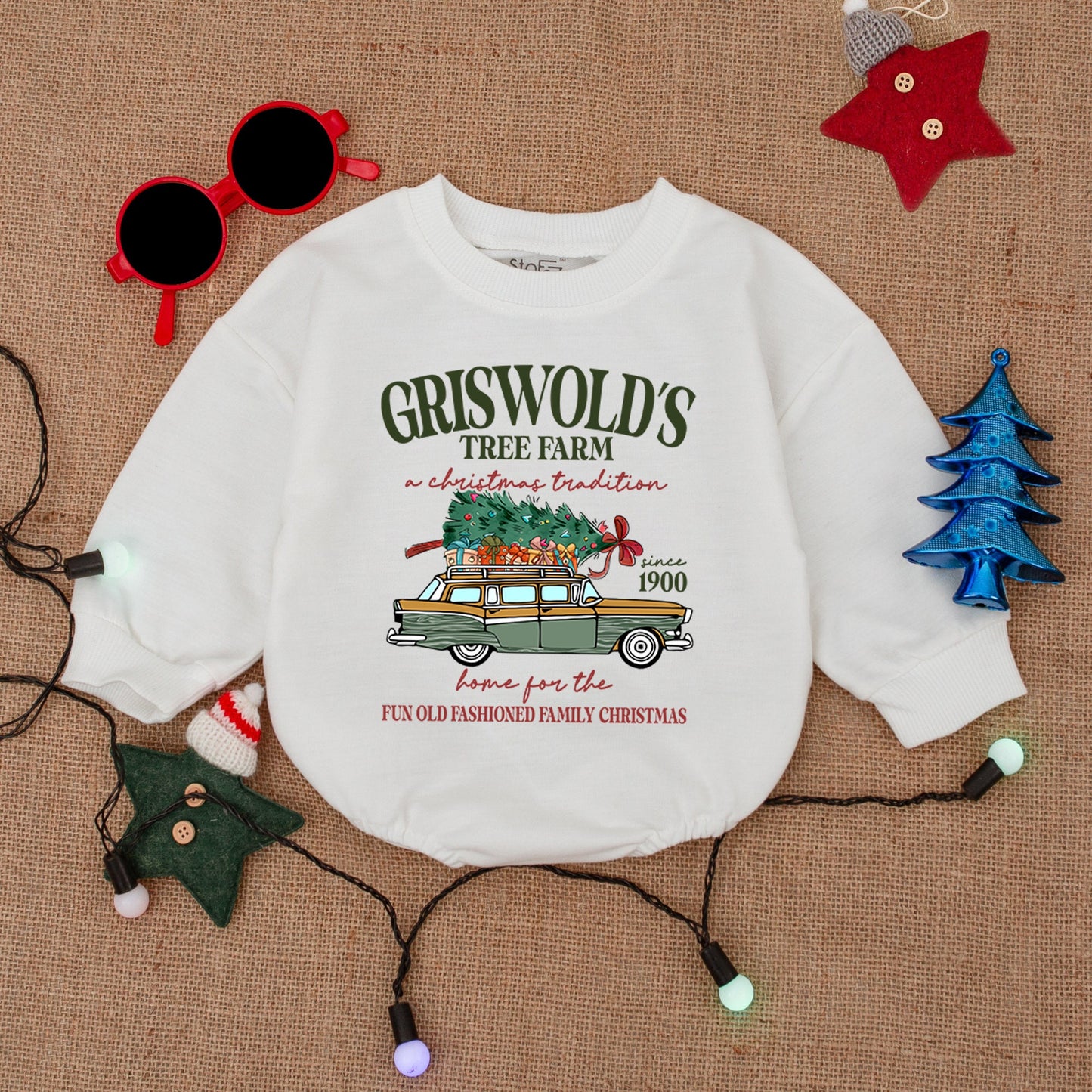 Griswold's Christmas Baby Outfit: First Christmas Bodysuit & Romper, Vintage Tree Farm Design, Baby Shower Gift, Baby's First Holiday