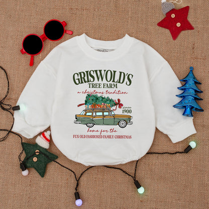 Griswold's Christmas Baby Outfit: First Christmas Bodysuit & Romper, Vintage Tree Farm Design, Baby Shower Gift, Baby's First Holiday