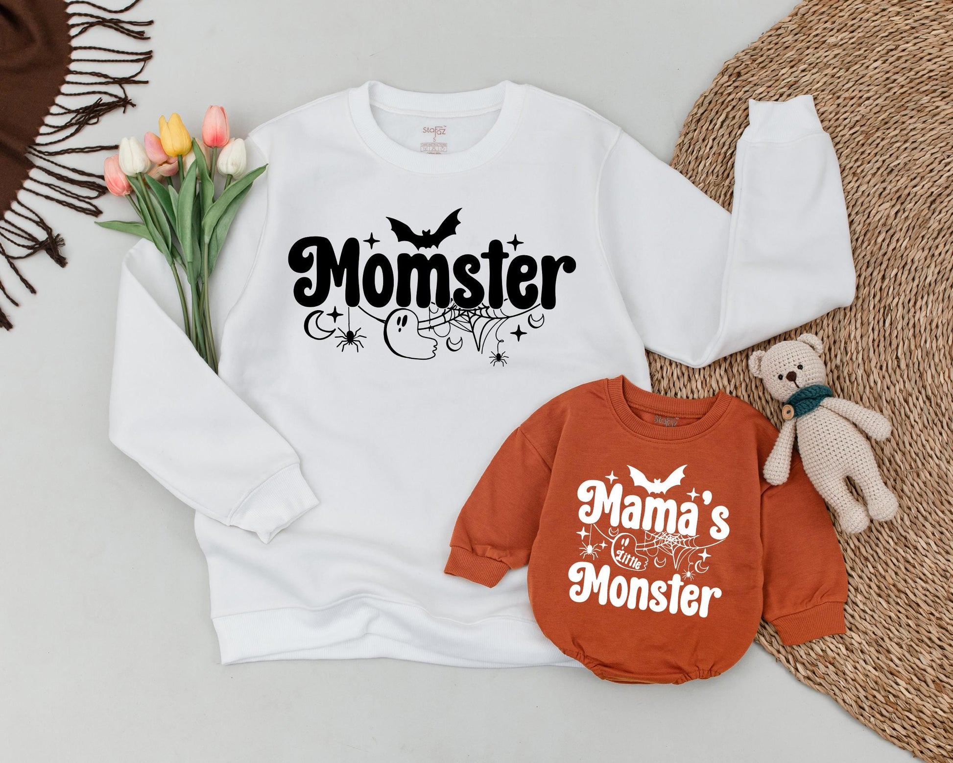 Matching Halloween Family Sweaters: Momster, Dadcula & Baby Boo Outfits