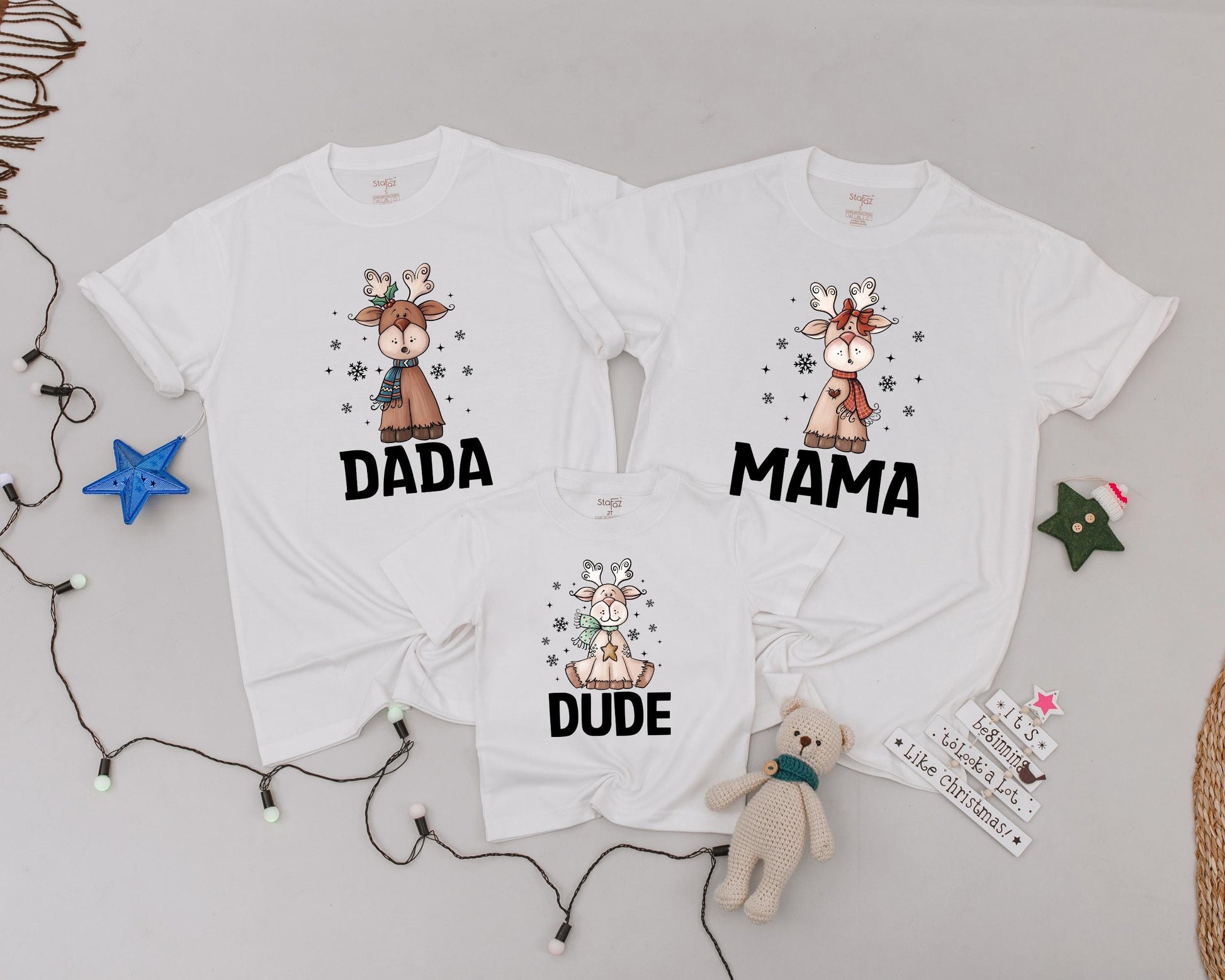 Custom Reindeer Family Shirts, Vintage Christmas Matching Outfit