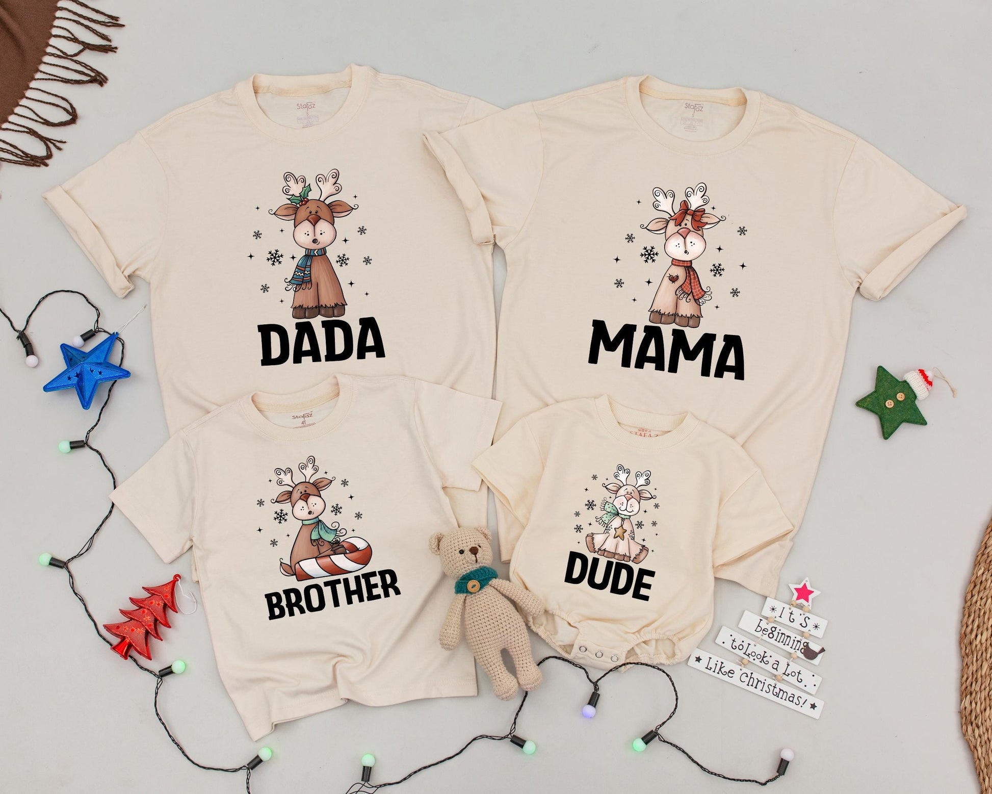 Custom Reindeer Family Shirts, Vintage Christmas Matching Outfit