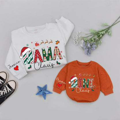 Matching Family Christmas Sweatshirts: Mama and Mini Claus Outfits