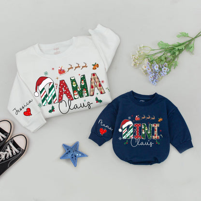 Matching Family Christmas Sweatshirts: Mama and Mini Claus Outfits