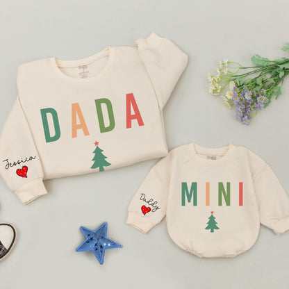 Matching Family Christmas Sweatshirt Set: Mama, Dada, and Mini Outfits