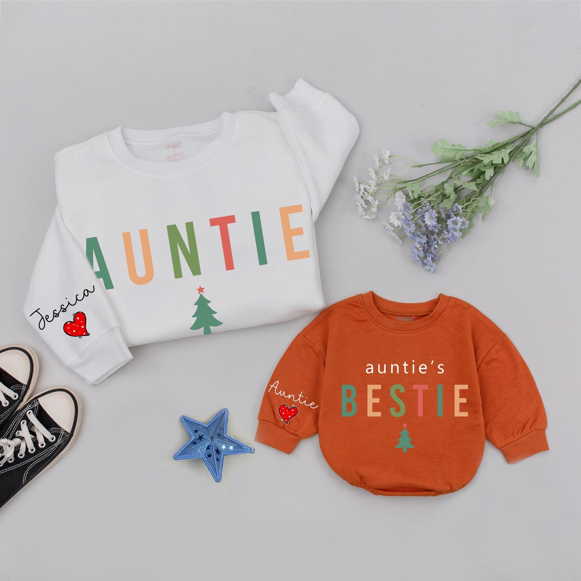 Custom Auntie & Bestie Sweatshirt Christmas Gift, Aunt Nephew Outfit