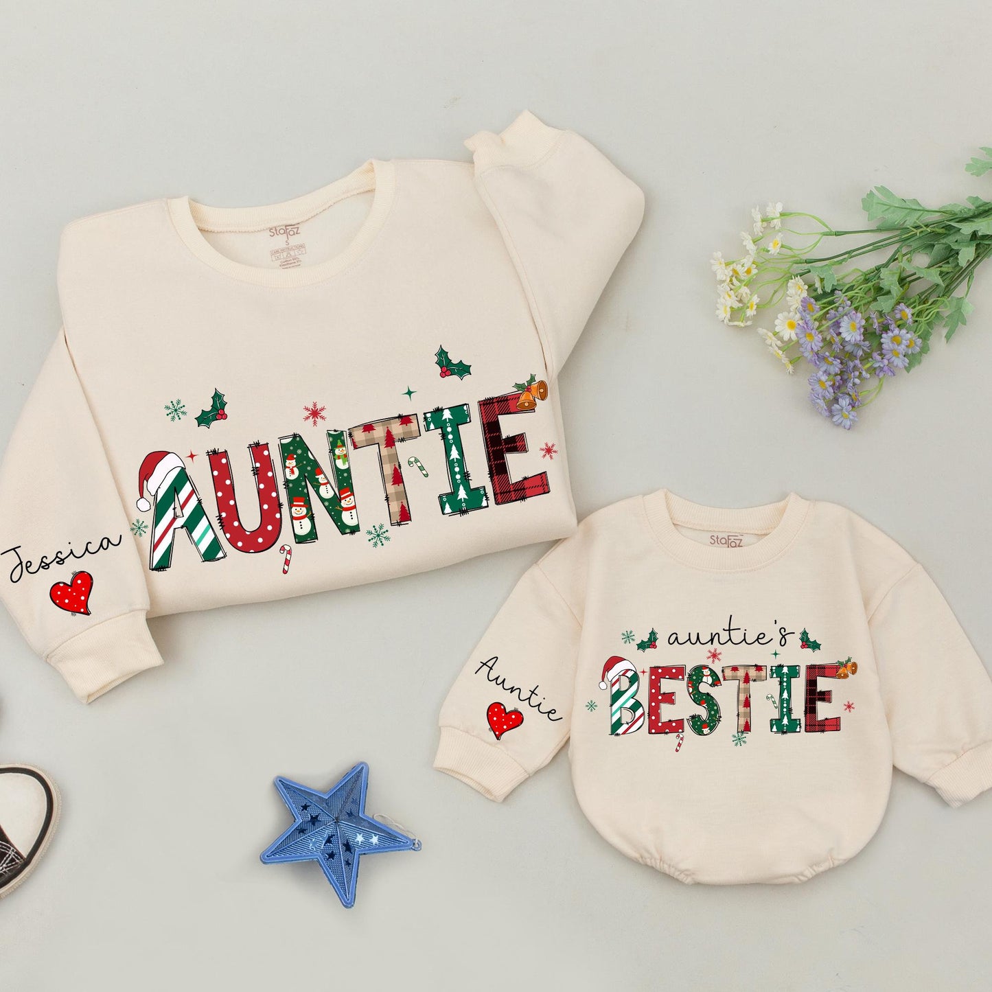 Customized Auntie & Bestie Holiday Sweatshirts - Perfect Festive Gift