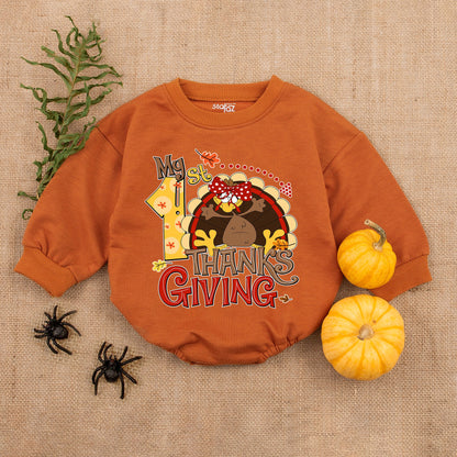 Baby's First Thanksgiving Romper: Cute Fall Outfit Gift for Girls