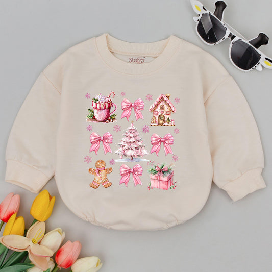 Retro Holiday Baby Romper, First Christmas Outfit, Unisex Festive Wear