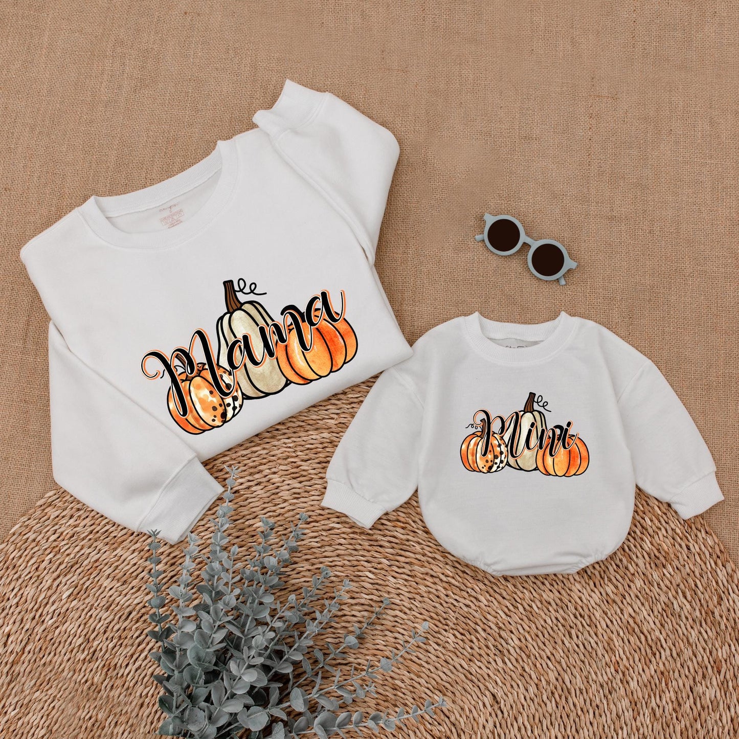 Pumpkin Season Mommy & Me Outfits: Sweatshirts & Rompers