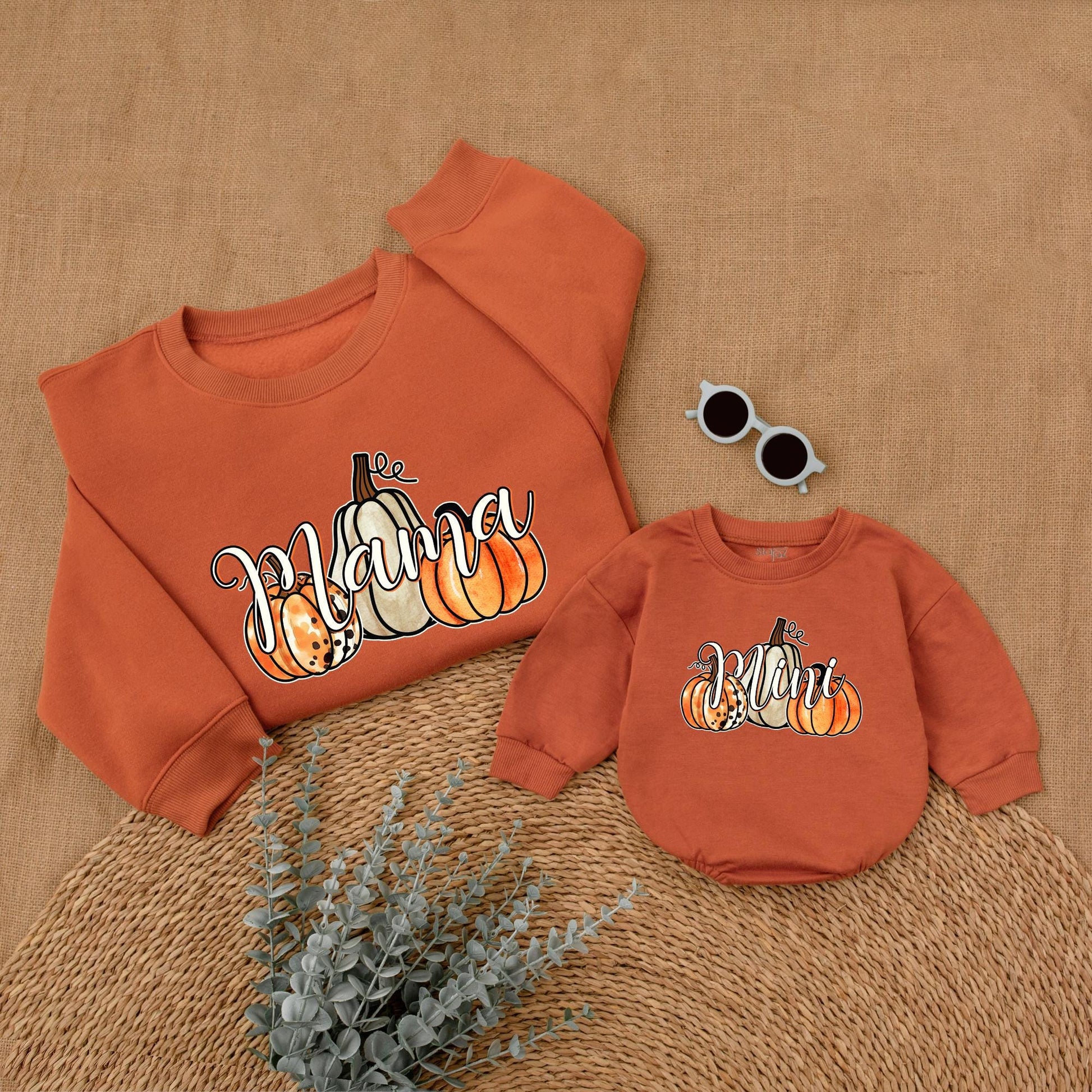 Pumpkin Season Mommy & Me Outfits: Sweatshirts & Rompers