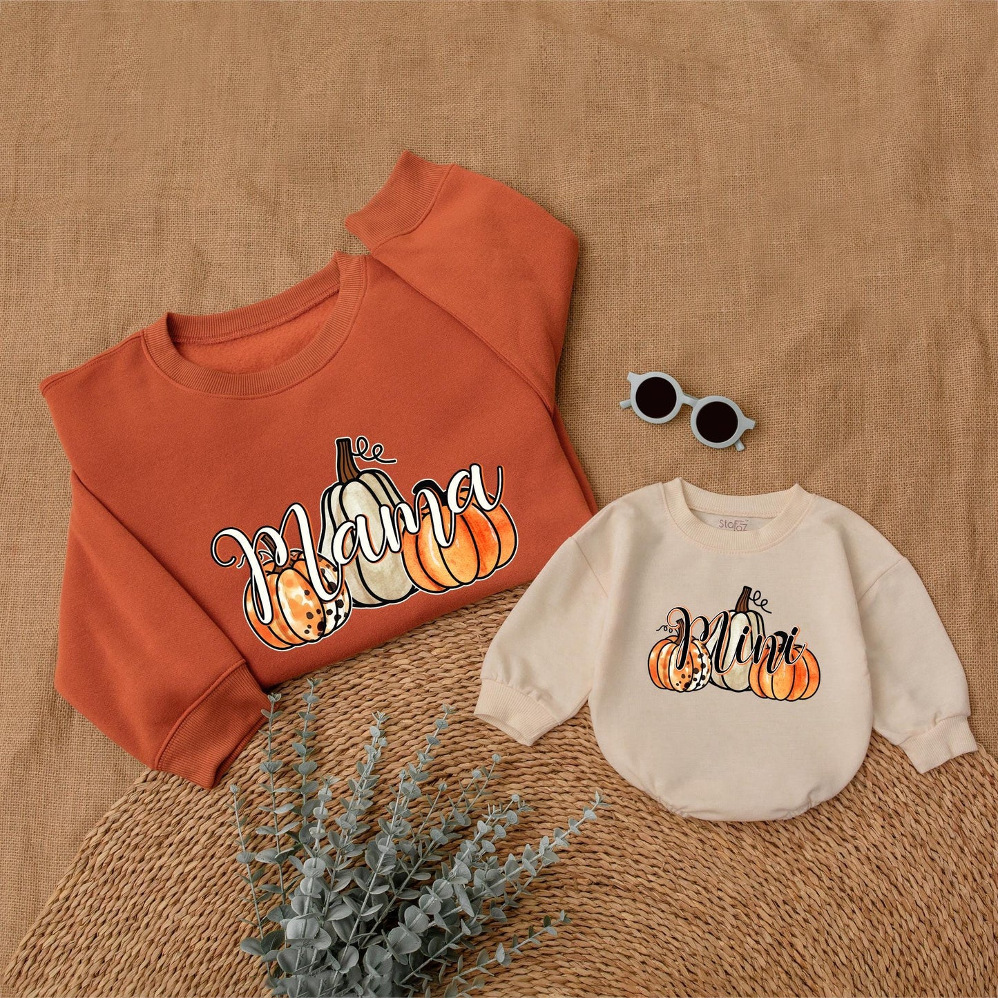 Pumpkin Season Mommy & Me Outfits: Sweatshirts & Rompers