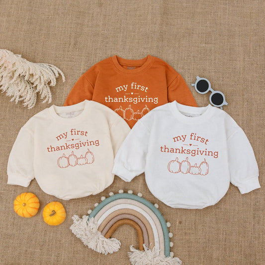 First Thanksgiving Baby Bodysuit – Cute Fall Infant Romper Outfit