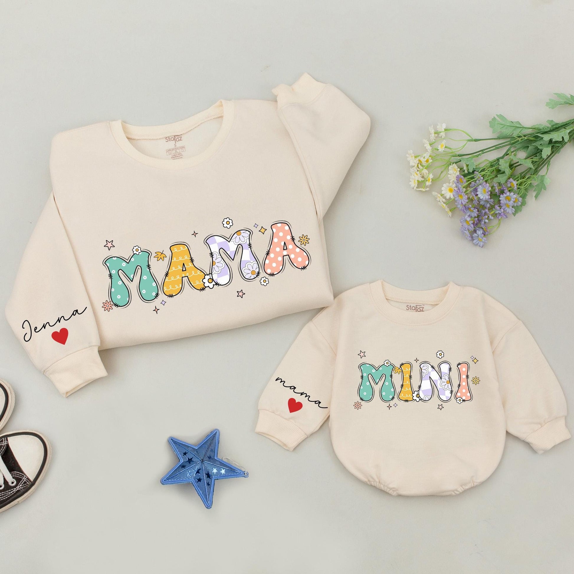 Retro Mama & Mini Sweatshirt Set for Mother's Day & Baby Shower